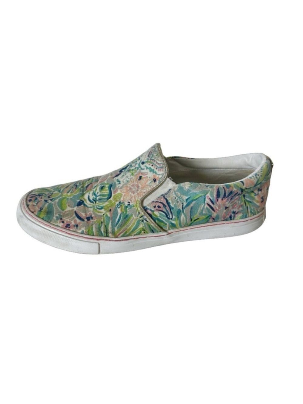 LILLY PULITZER Julie Sneakers Size 10 Canvas Slip Ons Floral Preppy Beach Sporty